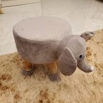 Wooden Animal Stool for Kids With Removable Soft Fabric
