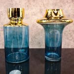 Set of 2 Turquoise Glass Bottles, Small Bud