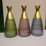 Color Crystal Glass Long Neck Flowers Vase Set