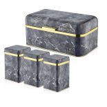 Vip Ahmet Marble Pattern Metal Rectangular Bread Plate Food Storage Set Bread Organizer Bakery Storage Container