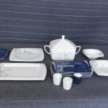 Karaca 62 Pieces Fine Pearl White & Blue Dinner Set