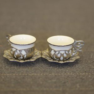 Sunum coffee set 6 Persons with Saucer White & Silver