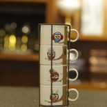 Karaca Owl 4 Mug set With Stand
