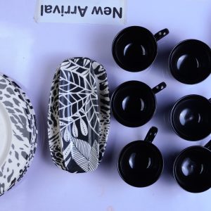 Korkmaz 26 Pcs 6 Persons breakfast Set Black & White
